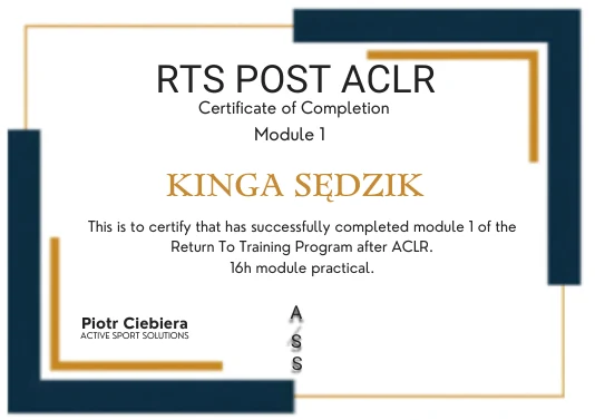 Certyfikat ukończenia kursu 6
